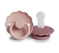 FRIGG Daisy Chupete 2-Pack | Chupete de silicona | Sin BPA | Fabricado en Dinamarca | Tetina simétrica tipo cereza | (Blush/Dusty Rose, Talla 2 (6-18 Meses))