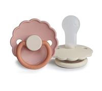 FRIGG Daisy Chupete 2-Pack | Chupete de silicona | Sin BPA | Fabricado en Dinamarca | Tetina simétrica tipo cereza | (Biscuit/Cream, Talla 2 (6-18 Meses))