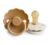 FRIGG Daisy - Chupete de goma natural para bebé, fabricado en Dinamarca, sin BPA (capuchino/crema, 0-6 meses)