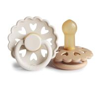 FRIGG Fairytale Chupete 2-Pack | Chupete de látex | Sin BPA | Fabricado en Dinamarca | Tetina simétrica tipo cereza | (Cream/Silky Satin, Talla 2 (6-18 Meses))