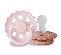 FRIGG Fairytale Chupete 2-Pack | Chupete de silicona | Sin BPA | Fabricado en Dinamarca | Tetina simétrica tipo cereza | (White Lilac/Pretty In Peach, Talla 2 (6-18 Meses))