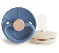 FRIGG Little Viking Silicona Chupete | Paquete con 2 Chupetes | Chupete de Silicona| Fabricado en Dinamarca | Sin BPA | Tetina simétrica tipo cereza | (Ocean View/Cream, Talla 1 (0-6 Meses))