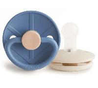 FRIGG Little Viking Silicona Chupete | Paquete con 2 Chupetes | Chupete de Silicona| Fabricado en Dinamarca | Sin BPA | Tetina simétrica tipo cereza | (Ocean View/Cream, Talla 2 (6-18 Meses))