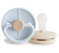 FRIGG Little Viking Silicona Chupete | Paquete con 2 Chupetes | Chupete de Silicona| Fabricado en Dinamarca | Sin BPA | Tetina simétrica tipo cereza | (Powder Blue/Cream, Talla 2 (6-18 Meses))