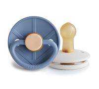 FRIGG Little Viking Látex Chupete | Paquete con 2 Chupetes | Chupete de Goma Natural | Fabricado en Dinamarca | Sin BPA | Tetina simétrica tipo cereza | (Ocean View/Cream, Talla 1 (0-6 Meses))