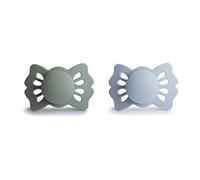 FRIGG Lucky Chupete 2-Pack | Chupete de silicona | Sin BPA | Fabricado en Dinamarca | Chupete simétrico | Sage/Powder Blue (Talla 1 (0-6 Meses))