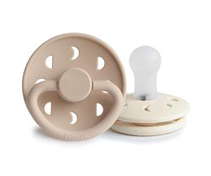 FRIGG Moon Phase Chupete 2-Pack | Chupete de silicona | Sin BPA | Fabricado en Dinamarca | Tetina simétrica tipo cereza | (Cream/Croissant, Talla 1 (0-6 Meses))
