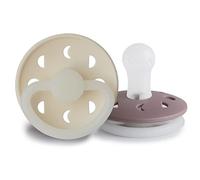 FRIGG Moon Phase Night Chupete 2-Pack | Chupete de silicona | Sin BPA | Fabricado en Dinamarca | Tetina simétrica tipo cereza | (Cream Night/Twilight Mauve Night, Talla 1 (0-6 Meses))