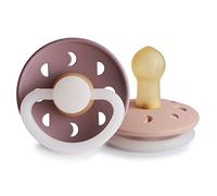 FRIGG Moon Phase Night látex chupete 2-Pack | Chupete de goma natural | Fabricado en Dinamarca | Sin BPA | Tetina simétrica tipo cereza | (Twilight Mauve Night/Blush Night, Talla 1 (0-6 Meses))