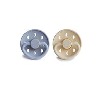 Frigg Natural Latex Pacifier Moon Phase Cream/Powder Blue 0-6M x2