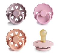 FRIGG Paquete Múltiple Chupetes de Làtex | Paquete con 4 Chupetes | Tetina de Goma Natural | Fabricado en Dinamarca | Tetina Simétrico en Forma de Cereza | (Sunset Bliss, Talla 1 (0-6 Meses))