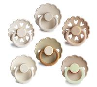 FRIGG Paquete Múltiple Chupetes de Làtex | Paquete con 6 Chupetes | Tetina de Goma Natural | Fabricado en Dinamarca | Tetina Simétrico en Forma de Cereza | (Cinnamon Charm, Talla 2 (6-18 Meses))