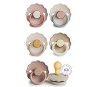 FRIGG Paquete Múltiple Chupetes de Làtex | Paquete con 6 Chupetes | Tetina de Goma Natural | Fabricado en Dinamarca | Tetina Simétrico en Forma de Cereza | (Blossom Blend, Talla 1 (0-6 Meses))