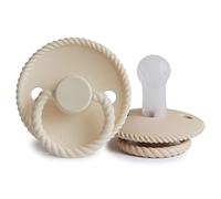 FRIGG Rope Chupete 2-Pack | Chupete de silicona | Sin BPA | Fabricado en Dinamarca | Tetina simétrica tipo cereza | (Cream/Croissant, Talla 2 (6-18 Meses))