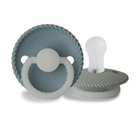 FRIGG Rope Night Chupete 2-Pack | Chupete de silicona | Sin BPA | Fabricado en Dinamarca | Tetina simétrica tipo cereza | (Stone Blue Night/Sage Night, Talla 1 (0-6 Meses))