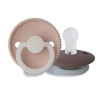 FRIGG Rope Night Chupete 2-Pack | Chupete de silicona | Sin BPA | Fabricado en Dinamarca | Tetina simétrica tipo cereza | (Twilight Mauve Night/Blush Night, Talla 1 (0-6 Meses))