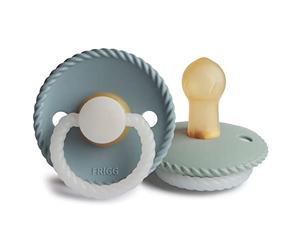 FRIGG Rope Night látex chupete 2-Pack | Chupete de goma natural | Fabricado en Dinamarca | Sin BPA | Tetina simétrica tipo cereza | (Stone Blue Night/Sage Night, Talla 1 (0-6 Meses))