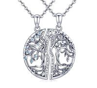 Friggem 2 Piezas de Collar de Hermanas del árbol de la Vida para Mujer, Collar con Colgante de Hermanas de Plata de Ley, Cadena de 18 ", joyería de la Amistad, Regalos para Mujeres, Hermana