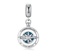 Friggem Abalorios Charms mujer, Colgantes Brújula Plata de Ley 925, Abalorios para Pulseras Europeas, Regalos para mamá mujer niña