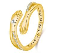 Friggem Anillo de Abrazo, Anillo de plata de ley 925 para mujer, Anillos Piedra de Nacimiento Abril y Anillas Ajustables, Anillos partido Regalos de Joyería para madres, amantes y niñas