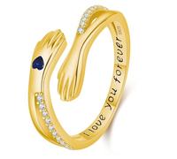 Friggem Anillo de Abrazo, Anillo de plata de ley 925 para mujer, Anillos Piedra de Nacimiento Septiembre y Anillas Ajustables, Anillos partido Regalos de Joyería para madres, amantes y niñas