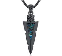 Friggem Cadena vikinga para hombre de plata de ley 925, martillo de Thor, flecha, vegvísir, cuervo, colgante vikingo, amuleto, joyas regalos para hombre y mujer, Plata esterlina