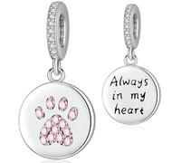 Friggem Charm Abalorios de Pata de Plata de Ley 925 Charm Colgante Animals para Pulsera Collar, Abalorios Gato Perro Pata para la Mujer Niña (Pata-2)