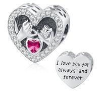 Friggem Charm Corazón Abalorios Amor Piedra Natal Enero Dijes Rojo para Pulseras Colgantes Regalos para Mujeres, Niñas, Madres, Hijas, Novias, Hermanas, Día de la Madre, Joyería