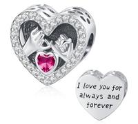 Friggem Charm Corazón Abalorios Amor Piedra Natal Julio Dijes Rosa para Pulseras Colgantes Regalos para Mujeres, Niñas, Madres, Hijas, Novias, Hermanas, Día de la Madre, Joyería