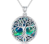 Friggem Collar Árbol de la Vida de Plata de Ley 925 de Concha de Abulón Colgante Mujer de Árbol de la Vida Joyería para Mamá, Novia, Esposa, Niña