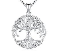 Friggem Collar árbol de la vida mujer plata de ley 925 colgante celta nudo árbol de la vida joyas para mujeres mamá esposa
