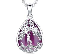 Friggem Collar Arbol de la Vida para Mujer, Colgante Árbol de la Vida con Piedra Luna, Collar para Madre e Hija Día de la Madre Joyería Regalo para Mamá Hija Mujer (F-Madre e 1Hijo-Amatista)