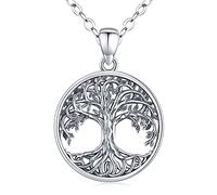 Friggem Collar de Árbol de la Vida para Mujer, Colgante de Árbol de la Vida Celta de Plata de Ley 925, Regalo de Joyería de Cumpleaños para Mujer, Niña, Mamá, Esposa, Novia (Árbol de la Vida-A)