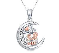 Friggem Collar de Madre e Hijo Plata de Ley 925 Collar con Colgante de Luna para Mamá Te amo para siempre Regalo de Joyería de Cumpleaños para el día de la Madre para Mujer Esposa Hija