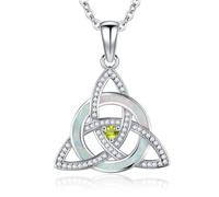 Friggem Collar de Nudo celta para Mujer, S925 Plata de Ley Ópalo Nudo Celta Colgante y Collar irlandés con Piedra de nacimiento Agosto, Regalos para mamá, señoras, niñas