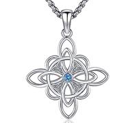 Friggem Collar de Nudo de Bruja para Mujer, Collar con Colgante de Nudo Celta de Plata de Ley 925 Wicca Joyeria Bruja Regalo para Mujer Niña