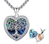 Friggem Collar Foto, Colgante con Foto del árbol de la vida de plata de ley 925 Colgante personalizado con foto Joyería Conmemorativas, Regalos para Mujeres Novia Esposa Mamá