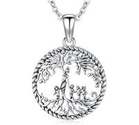 Friggem Collar Madre e Hijo de Plata de Ley 925, Collar con Colgante de Árbol de la Vida Joyería Regalo para Mamá Hija