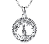 Friggem Collar para Madre Mujer Colgante Árbol de la Vida de Plata de Ley 925 Collar con Colgante de Madre e Hijos Familiar de Joyería Regalos para Mamá Hija Abuela Hermana Esposa