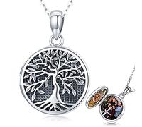 Friggem Collare Medallón Foto para Mujer, Colgante Foto Plata de Ley 925, Collar con Colgante Árbol de la Vida, Joyería de Regalos para Madres, Novias, Esposa
