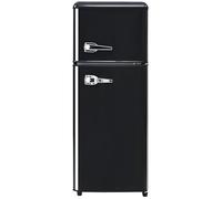 Frigorífico compacto retro, frigorífico con compartimento congelador pequeño, 92 litros, dos puertas, congelador 28 litros volumen 105 x 41 x 45cm,Black