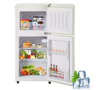 Frigorífico Con Congelador, Combinación Frigorífico-Congelador, Frigorífico De Dos Puertas De 60L Con Congelador 22L, 39 Db LED, Estantes De Vidrio, Cajón Para Verduras, 102Kwh/Año,White