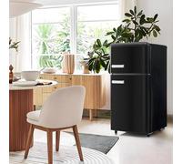 Frigorífico con congelador, combinación frigorífico-congelador, frigorífico de dos puertas de 72 litros con congelador de 21 L, 39 dB, LED, estantes de cristal, para cocina, salón, oficina,Black
