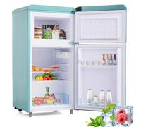 Frigorífico-congelador de doble puerta de 72 L, congelador superior, 120 kWh/año, control de temperatura ajustable, luz LED,Blue