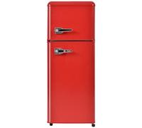 Frigorífico congelador retro de 2 puertas, 105,5 cm de alto, 41 cm de ancho, 92 litros, volumen total de 28 litros, volumen de congelación de 181 kWh por año, -27 °C ~ 13 °C, luz LED
