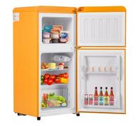 Frigorífico mini retro 88,8cm 60l de hierro y plástico con 2 puertas y luz led,amarillo