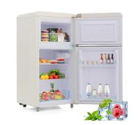 Frigorífico mini retro 91cm 72l de hierro y plástico con 2 puertas y luz led,blanco