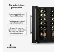 Frigorífico para vino Shiraz | 2 zonas de enfriamiento | control táctil | iluminación LED | independiente Klarstein