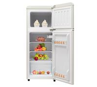 Frigorífico retro A++ Clase energética 92 litros (compartimento congelador 28L) Ahorro de energía (116 kWh/año) 2 puertas, luz LED, silencioso 105 x 41 x 45 cm,White