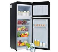 Frigorífico retro A++ Clase energética 92 litros (compartimento congelador 28L) Ahorro de energía (116 kWh/año) 2 puertas, luz LED, silencioso 105 x 41 x 45 cm,Black